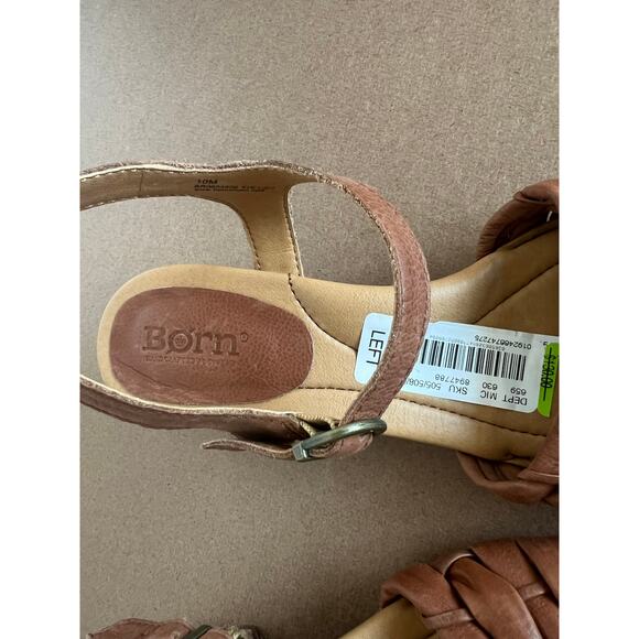 NWT BORN Shonie Brown Soft Leather Block Heel Buckle Ankle Comfort Sandals Sz 10 - Picture 8 of 14